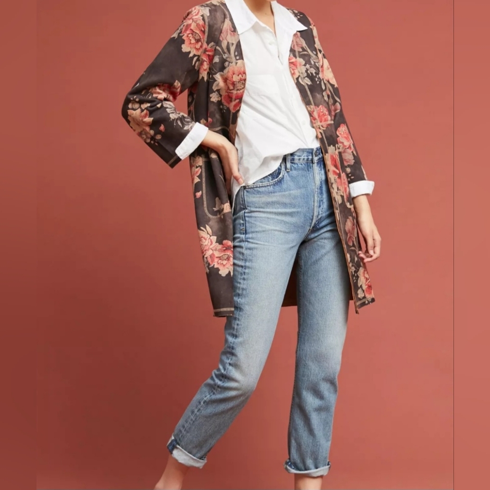 Laffaire Floral Faux Suede Cardi Jacket